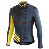 2016 Specialized Pro Team SZK zwart-grijs-geel Wielerkleding Wielershirt lange mouw 213723