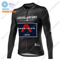 Winter Thermal Fleece Mannen Giro D-italia INEOS Grenadier 2021 Fietskleding Fietsshirt Lange Mouw 2021014