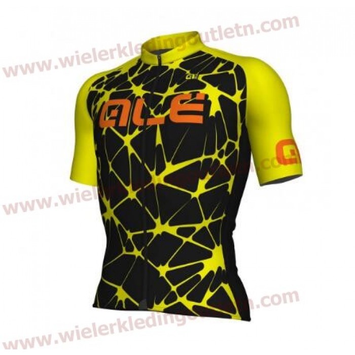 ALE SOLID Cracle Fluo yellow Wielershirt Korte Mouw A2018988 ALE SOLID Cracle Fluo yellow Wielershirt Korte Mouw A2018988
