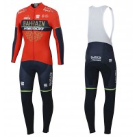 2018 Profteam Merida Bahrain rood Fietskleding Fietsshirt lange mouw+Lange fietsbroeken Bib PSAjq